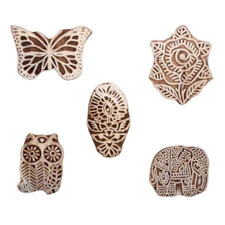 Set of 5 Piece New Mix Wooden Printing Block